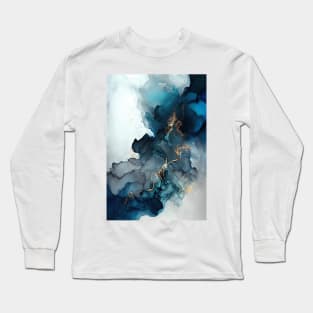 Blue Solution - Abstract Alcohol Ink Art Long Sleeve T-Shirt